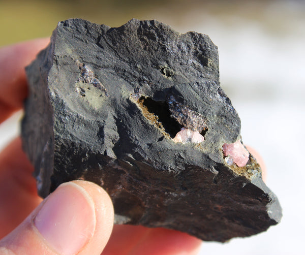 Standing Rhodochrosite in Matrix-GratefulGemHead