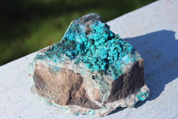 Chrysocolla & Malachite on Calcite-GratefulGemHead